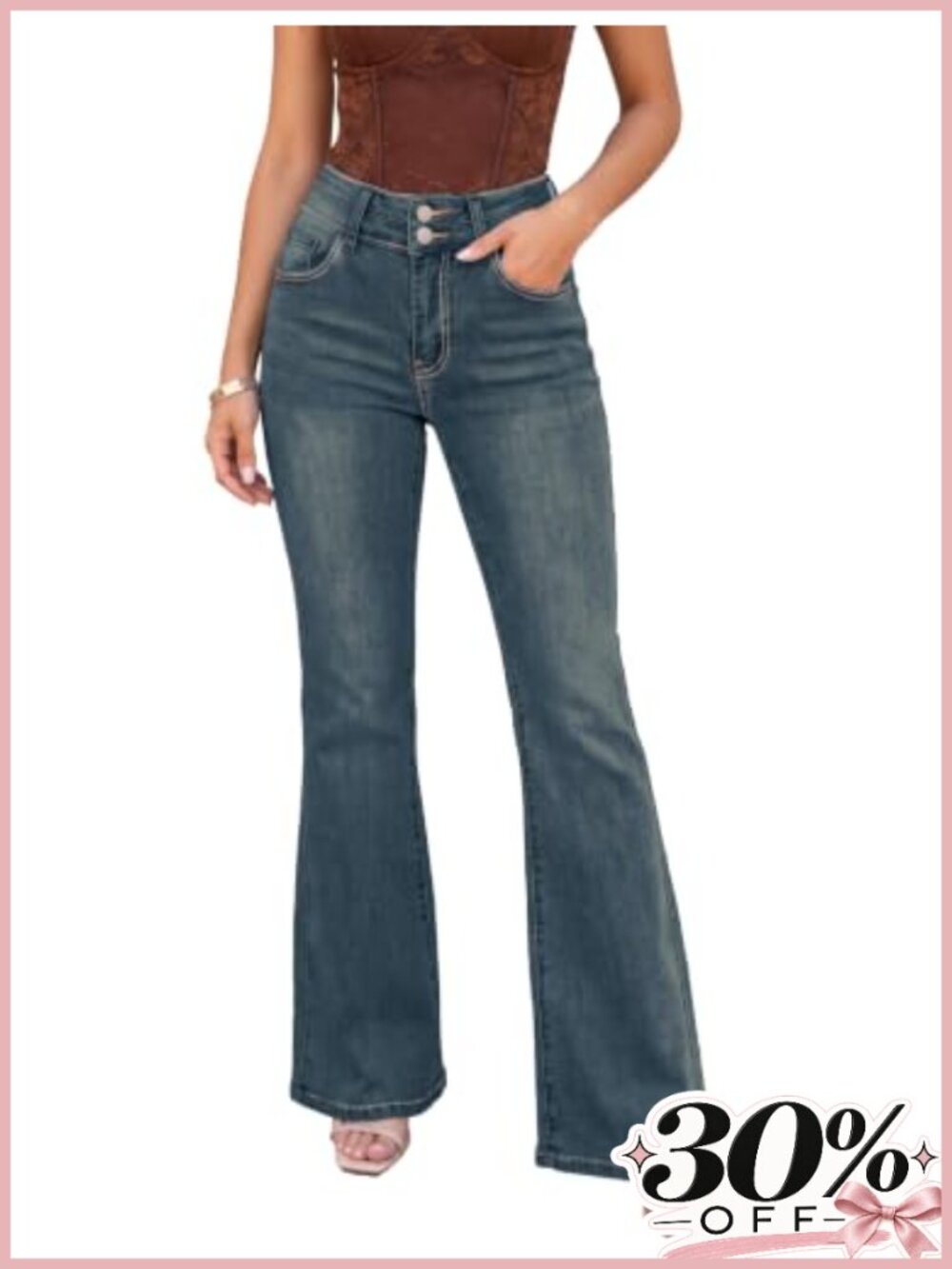 High Waisted Bootcut Jeans Stretchy Shaping Curvy Slim Fit Denim Pants